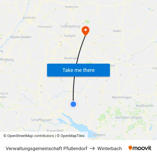 Verwaltungsgemeinschaft Pfullendorf to Winterbach map