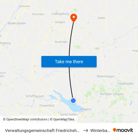 Verwaltungsgemeinschaft Friedrichshafen to Winterbach map