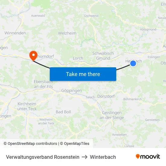 Verwaltungsverband Rosenstein to Winterbach map