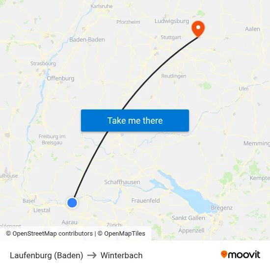 Laufenburg (Baden) to Winterbach map