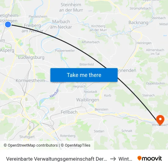 Vereinbarte Verwaltungsgemeinschaft Der Stadt Bietigheim-Bissingen to Winterbach map