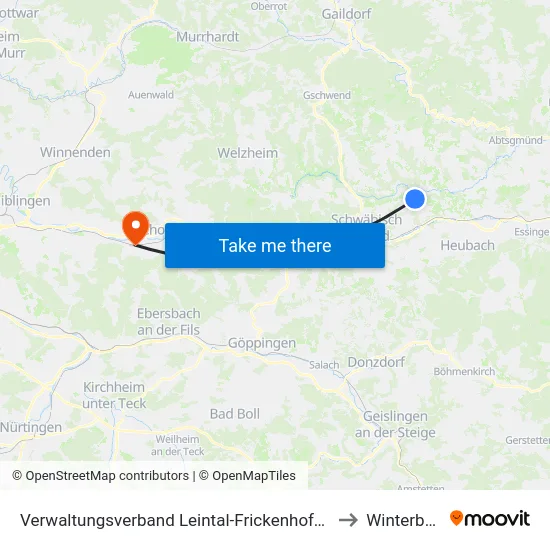 Verwaltungsverband Leintal-Frickenhofer Höhe to Winterbach map