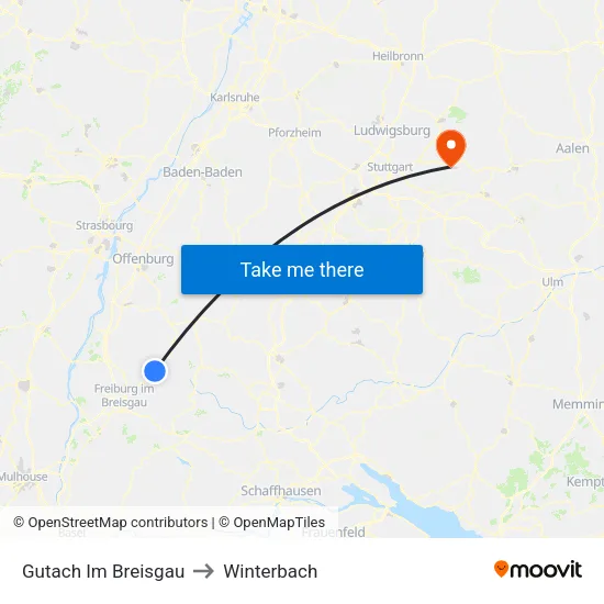 Gutach Im Breisgau to Winterbach map