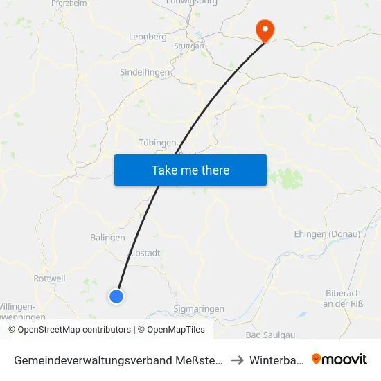 Gemeindeverwaltungsverband Meßstetten to Winterbach map
