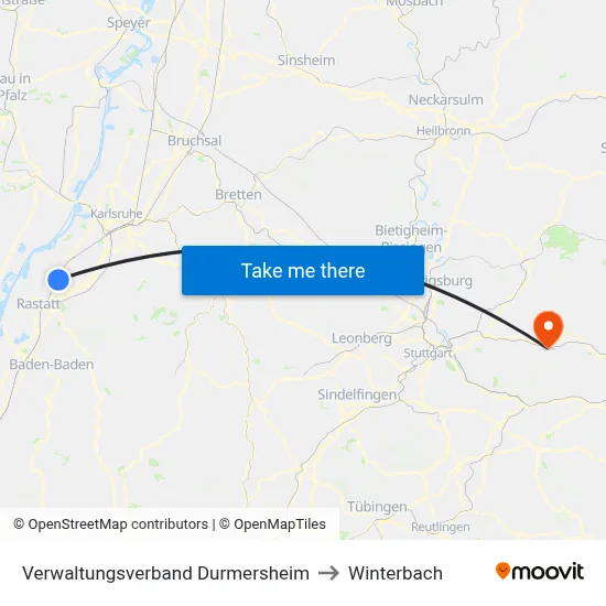 Verwaltungsverband Durmersheim to Winterbach map