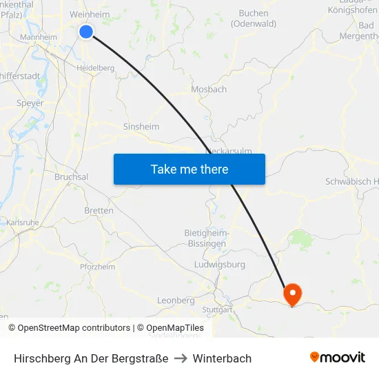 Hirschberg An Der Bergstraße to Winterbach map