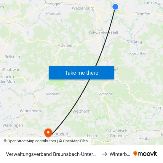 Verwaltungsverband Braunsbach-Untermünkheim to Winterbach map