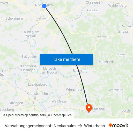 Verwaltungsgemeinschaft Neckarsulm to Winterbach map