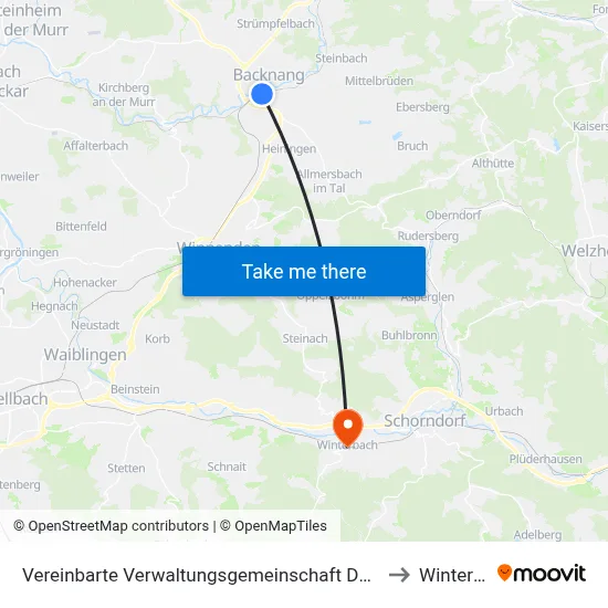 Vereinbarte Verwaltungsgemeinschaft Der Stadt Backnang to Winterbach map