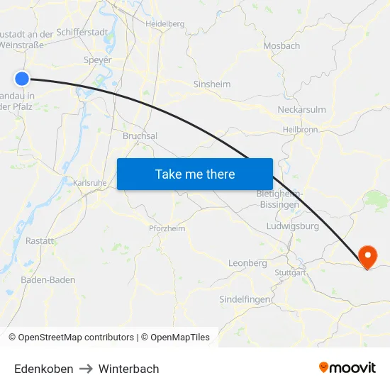 Edenkoben to Winterbach map