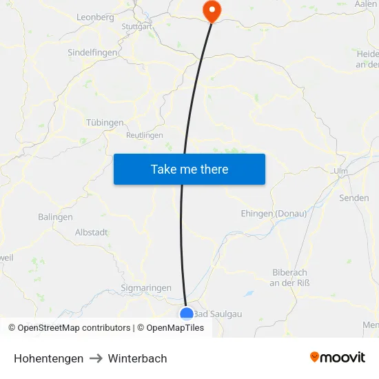 Hohentengen to Winterbach map