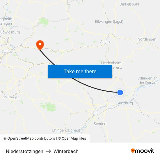 Niederstotzingen to Winterbach map