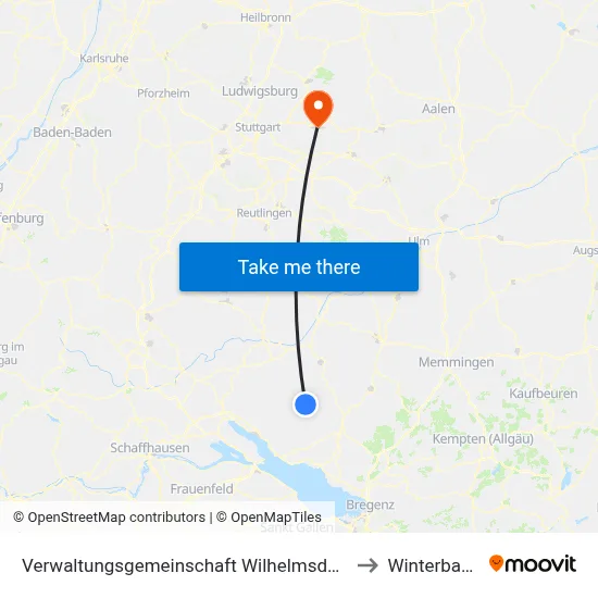 Verwaltungsgemeinschaft Wilhelmsdorf to Winterbach map