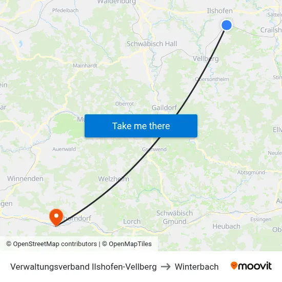 Verwaltungsverband Ilshofen-Vellberg to Winterbach map