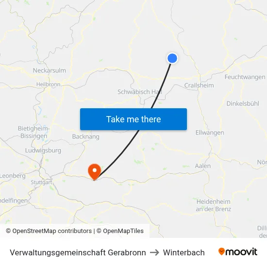 Verwaltungsgemeinschaft Gerabronn to Winterbach map