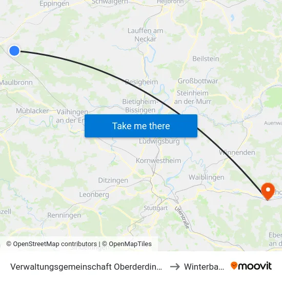 Verwaltungsgemeinschaft Oberderdingen to Winterbach map