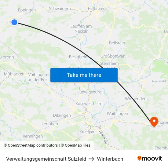 Verwaltungsgemeinschaft Sulzfeld to Winterbach map