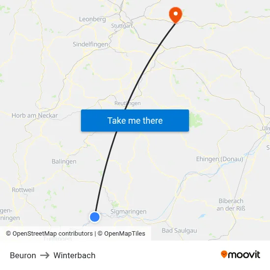 Beuron to Winterbach map