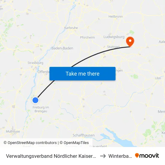 Verwaltungsverband Nördlicher Kaiserstuhl to Winterbach map
