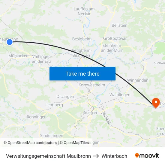Verwaltungsgemeinschaft Maulbronn to Winterbach map