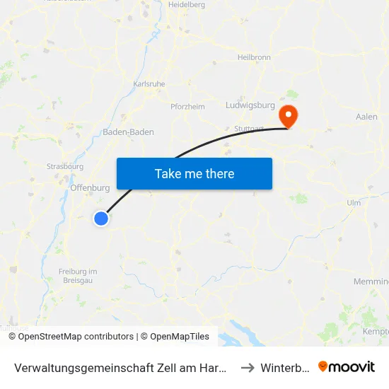 Verwaltungsgemeinschaft Zell am Harmersbach to Winterbach map
