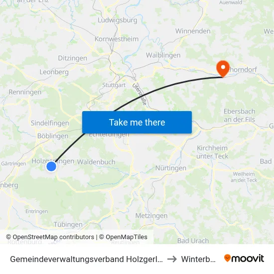 Gemeindeverwaltungsverband Holzgerlingen to Winterbach map