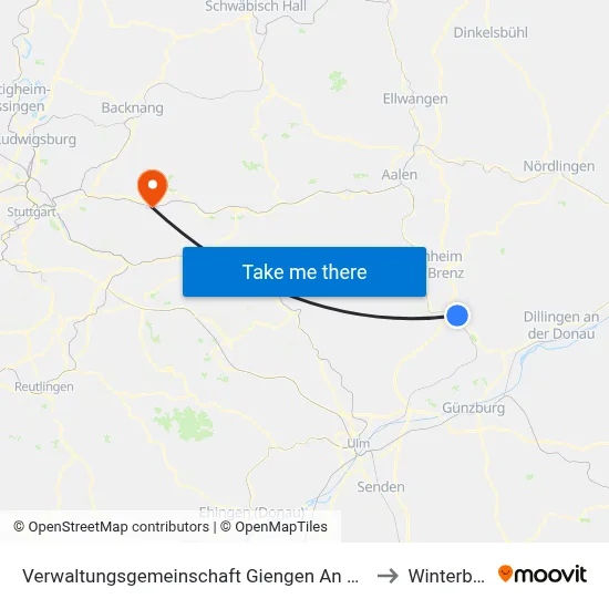 Verwaltungsgemeinschaft Giengen An Der Brenz to Winterbach map