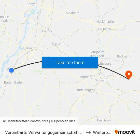 Vereinbarte Verwaltungsgemeinschaft Rastatt to Winterbach map