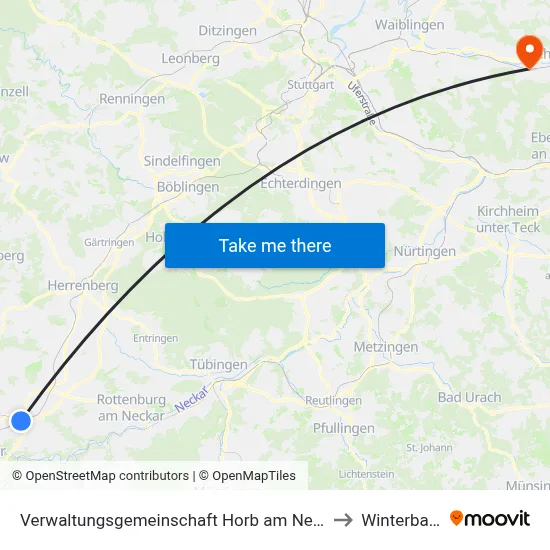 Verwaltungsgemeinschaft Horb am Neckar to Winterbach map