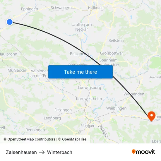 Zaisenhausen to Winterbach map