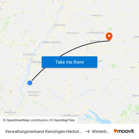 Verwaltungsverband Kenzingen-Herbolzheim to Winterbach map