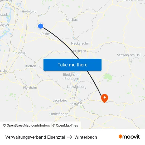 Verwaltungsverband Elsenztal to Winterbach map