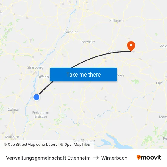 Verwaltungsgemeinschaft Ettenheim to Winterbach map