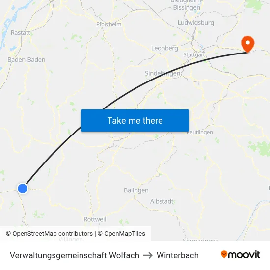 Verwaltungsgemeinschaft Wolfach to Winterbach map
