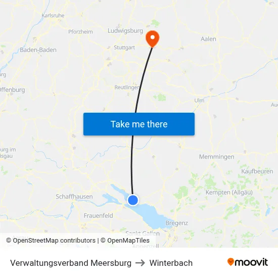 Verwaltungsverband Meersburg to Winterbach map