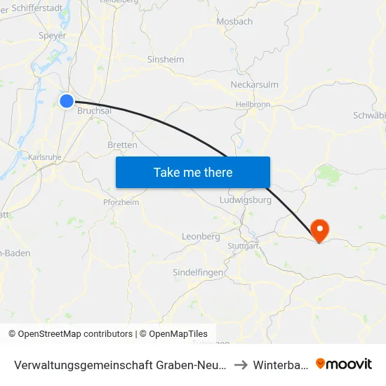 Verwaltungsgemeinschaft Graben-Neudorf to Winterbach map