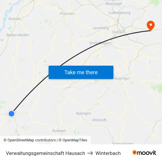 Verwaltungsgemeinschaft Hausach to Winterbach map