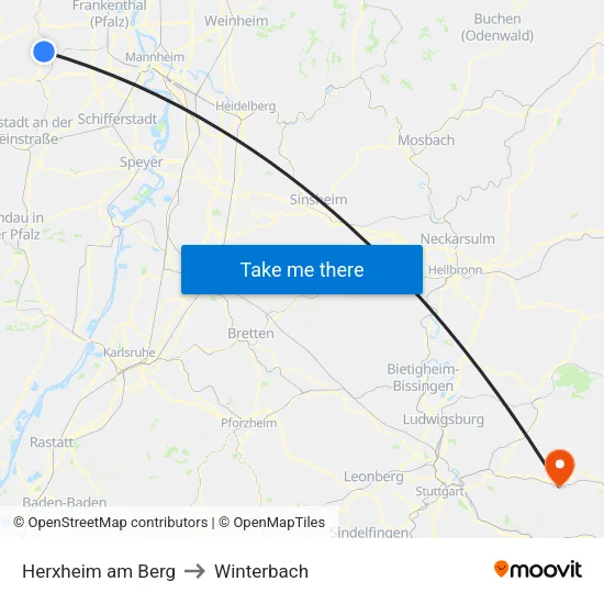 Herxheim am Berg to Winterbach map