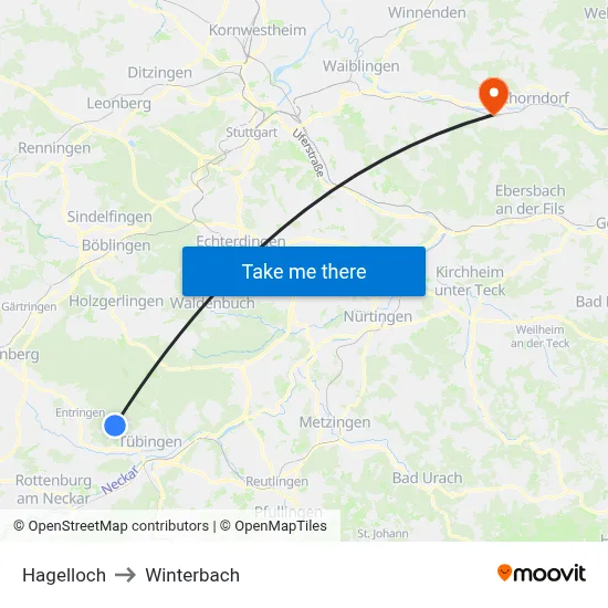 Hagelloch to Winterbach map
