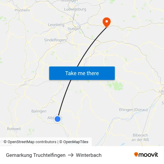 Gemarkung Truchtelfingen to Winterbach map