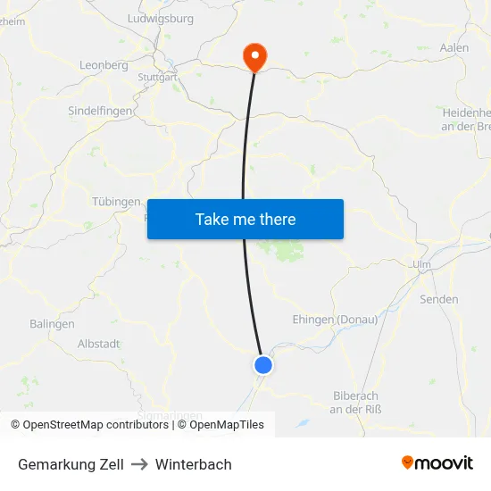 Gemarkung Zell to Winterbach map