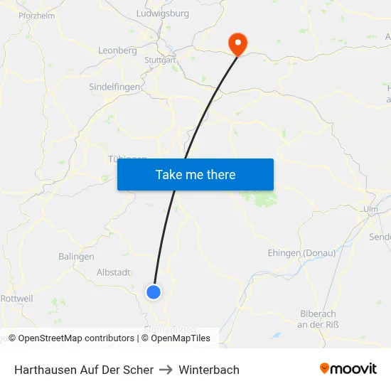 Harthausen Auf Der Scher to Winterbach map