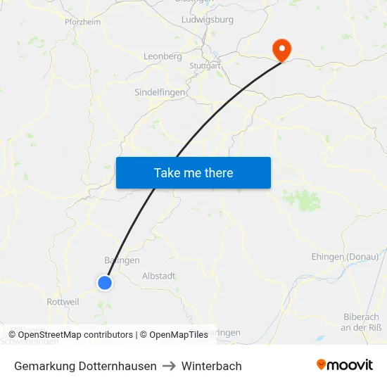 Gemarkung Dotternhausen to Winterbach map