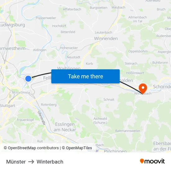 Münster to Winterbach map