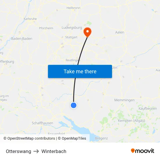 Otterswang to Winterbach map