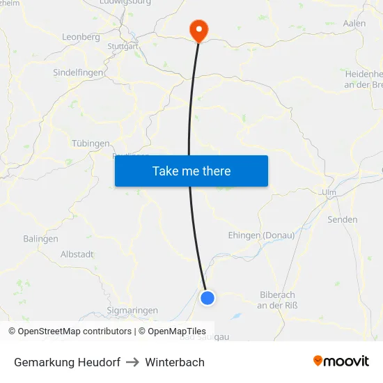 Gemarkung Heudorf to Winterbach map