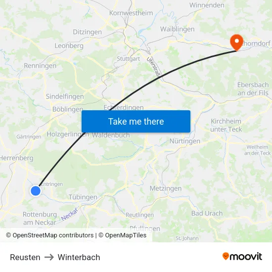 Reusten to Winterbach map