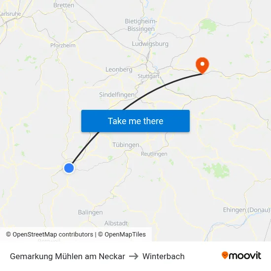 Gemarkung Mühlen am Neckar to Winterbach map