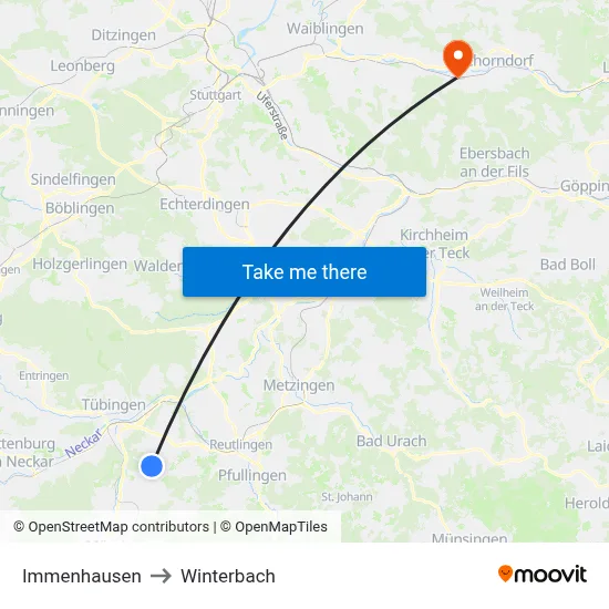 Immenhausen to Winterbach map