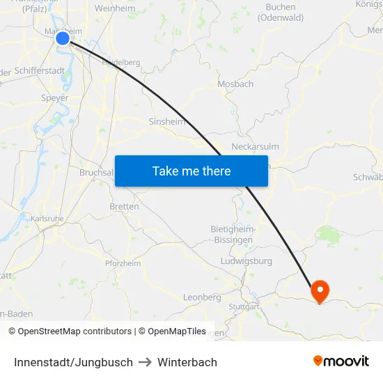 Innenstadt/Jungbusch to Winterbach map